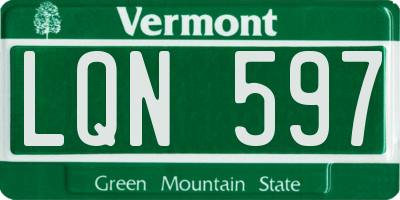VT license plate LQN597