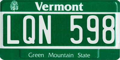 VT license plate LQN598