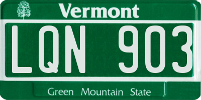 VT license plate LQN903