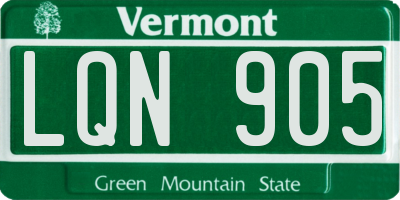 VT license plate LQN905
