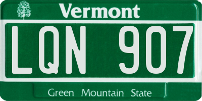VT license plate LQN907