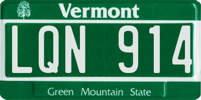 VT license plate LQN914