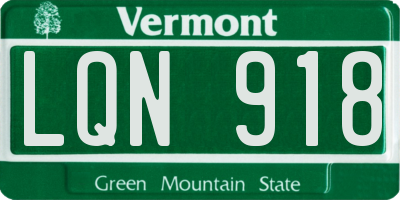 VT license plate LQN918