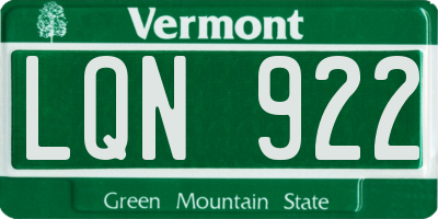 VT license plate LQN922