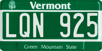 VT license plate LQN925