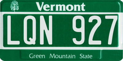 VT license plate LQN927