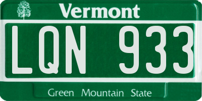 VT license plate LQN933