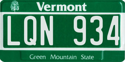 VT license plate LQN934