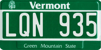 VT license plate LQN935