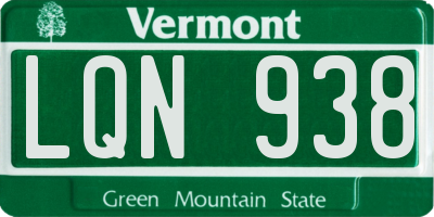 VT license plate LQN938