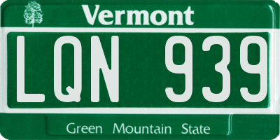 VT license plate LQN939
