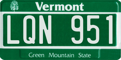 VT license plate LQN951