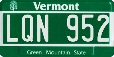 VT license plate LQN952