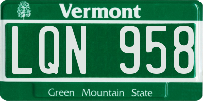 VT license plate LQN958