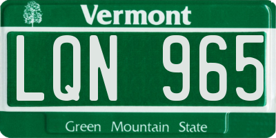 VT license plate LQN965