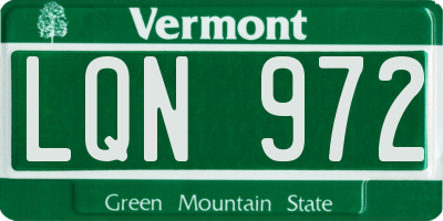 VT license plate LQN972