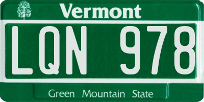 VT license plate LQN978