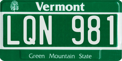 VT license plate LQN981