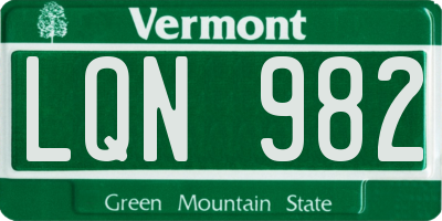 VT license plate LQN982