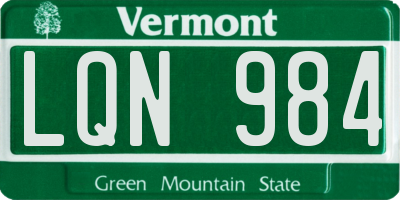 VT license plate LQN984