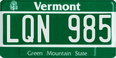 VT license plate LQN985
