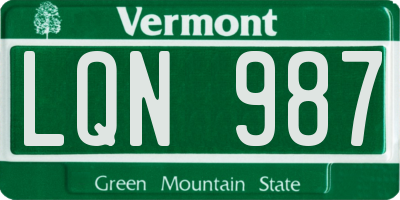 VT license plate LQN987