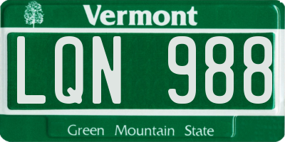 VT license plate LQN988