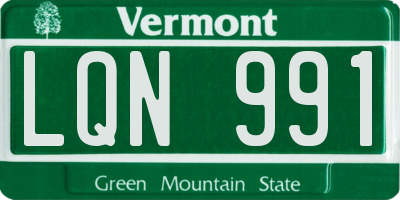 VT license plate LQN991