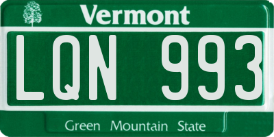 VT license plate LQN993