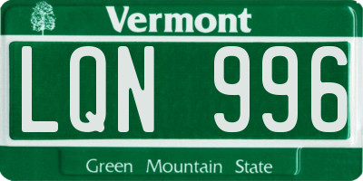 VT license plate LQN996
