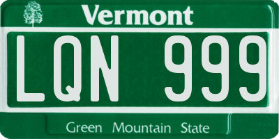 VT license plate LQN999