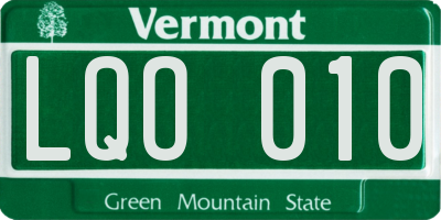 VT license plate LQO010