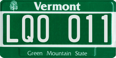 VT license plate LQO011