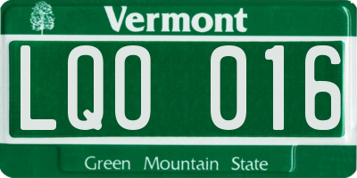 VT license plate LQO016