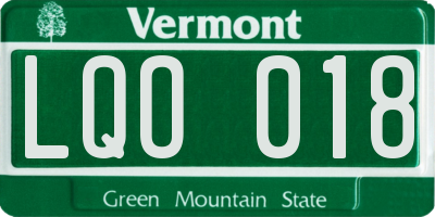 VT license plate LQO018