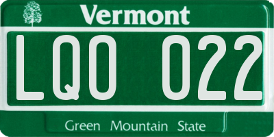 VT license plate LQO022