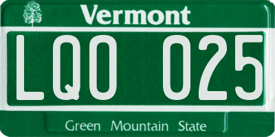 VT license plate LQO025