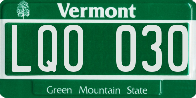 VT license plate LQO030