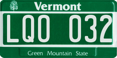 VT license plate LQO032