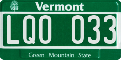 VT license plate LQO033