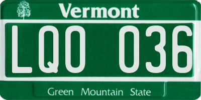 VT license plate LQO036