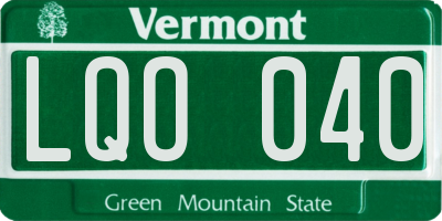 VT license plate LQO040