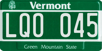 VT license plate LQO045
