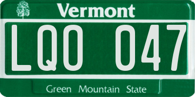 VT license plate LQO047