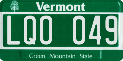 VT license plate LQO049