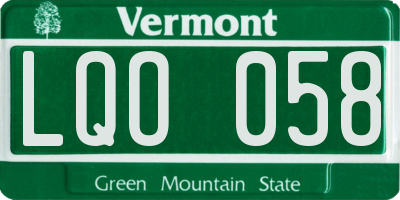 VT license plate LQO058