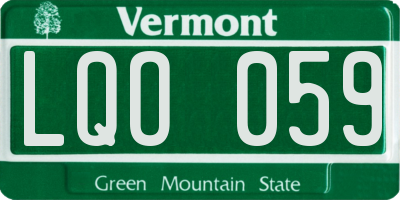 VT license plate LQO059