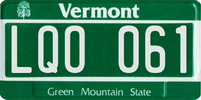 VT license plate LQO061