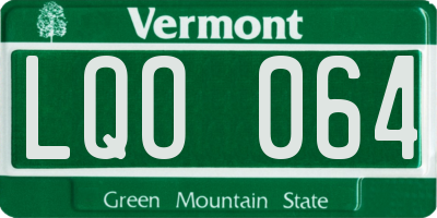 VT license plate LQO064