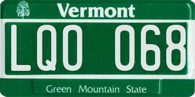VT license plate LQO068